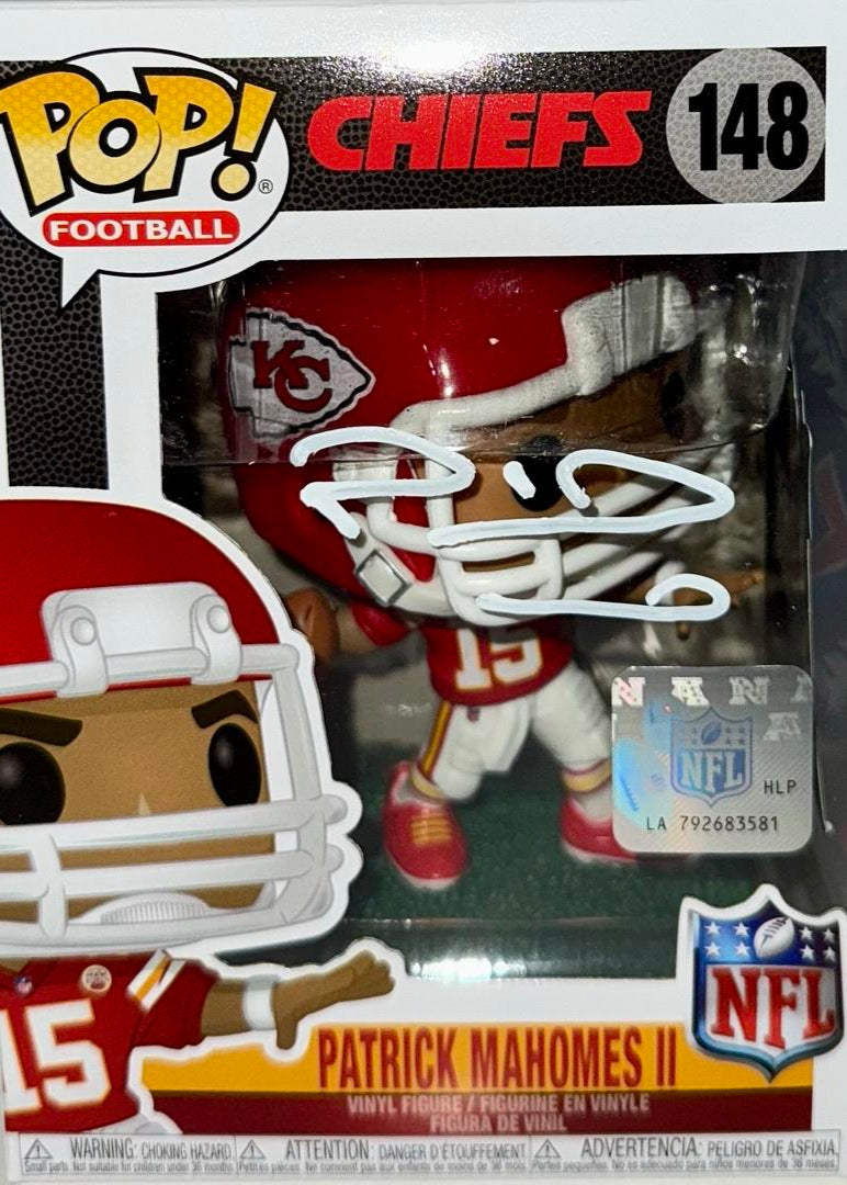 Patrick Mahomes Signed Kansas City Chiefs Funko Pop (White Ink) #148 - PSA Graded Near Mint, Authenticated / Encapsulated - Beckett & PSA COA